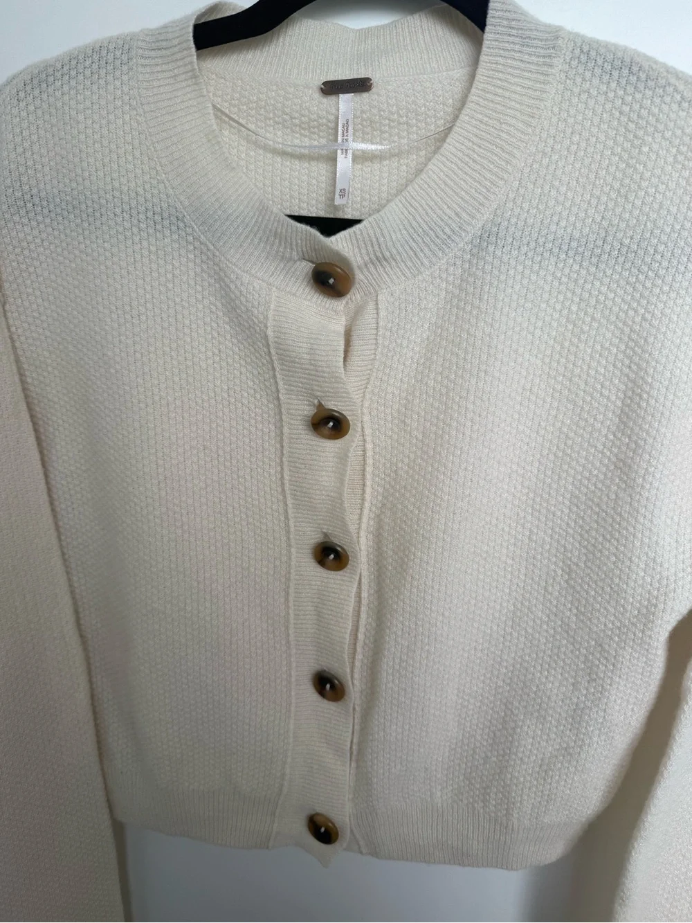 Free People Women’s 100% Cashmere Knit Cardigan Sweater Cream Size XS Luxury